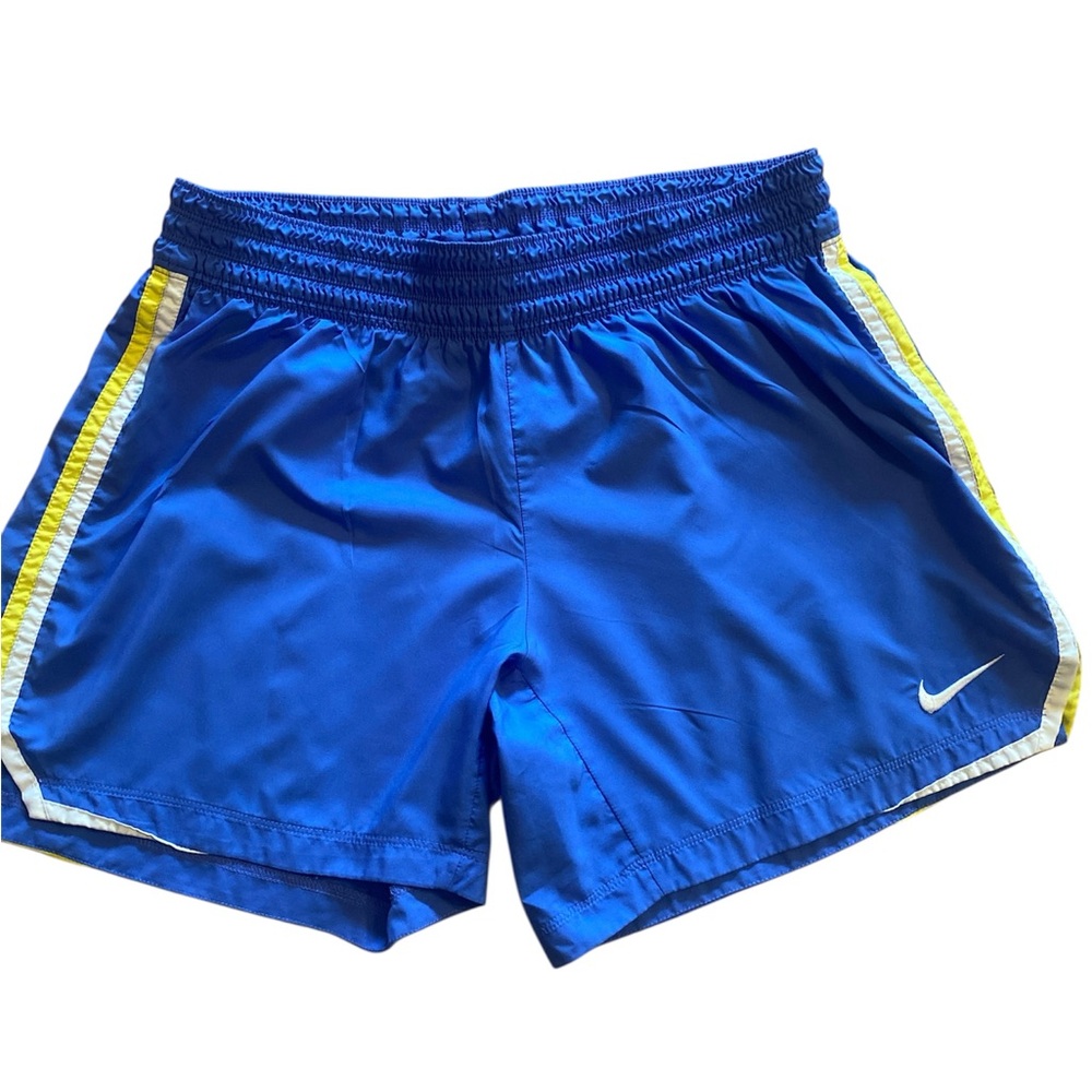 Nike Women's Athletic Shorts in Blue with Yellow Accents